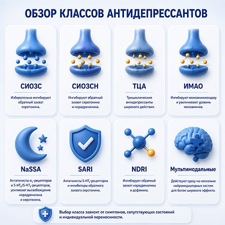 Классы антидепрессантов, зарегистрированных в Израиле в 2026 году